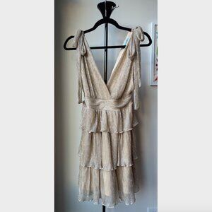 Almost Famous Gold and Silver Metallic Tiered Dress - Size S